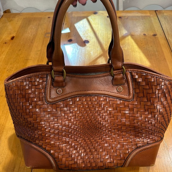 Cole Haan Leather Genevieve Brown Woven Leather Handbag - Picture 5 of 7